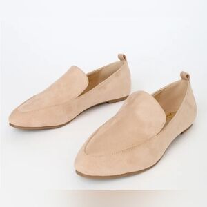 Lulus Bellona Nude Suede Slip On Loafers Womens Size 10 New